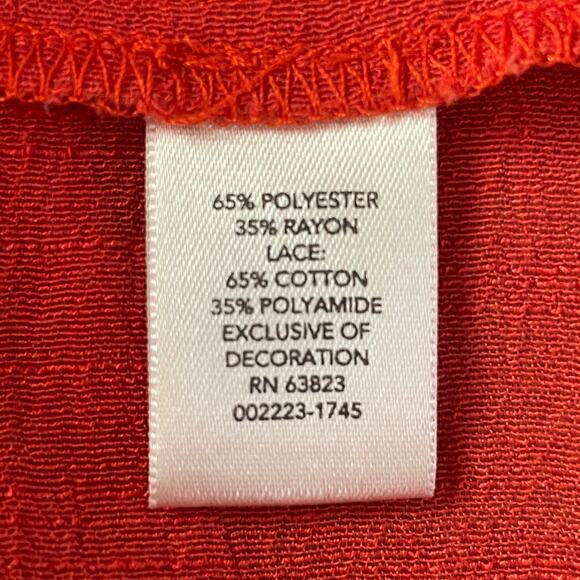 Christopher & Banks Orange Paisley Embroidered Top Sleeves Lace Shoulder LARGE - Picture 9 of 10